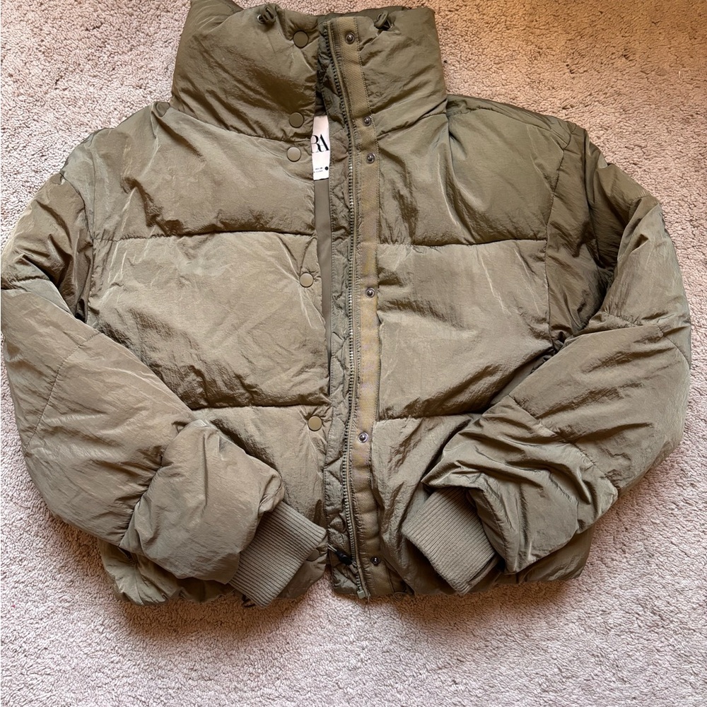 Zara Green Puffer Jacket